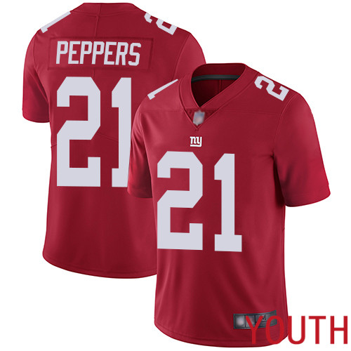 Youth New York Giants #21 Jabrill Peppers Red Limited Red Inverted Legend Football NFL Jersey->youth nfl jersey->Youth Jersey